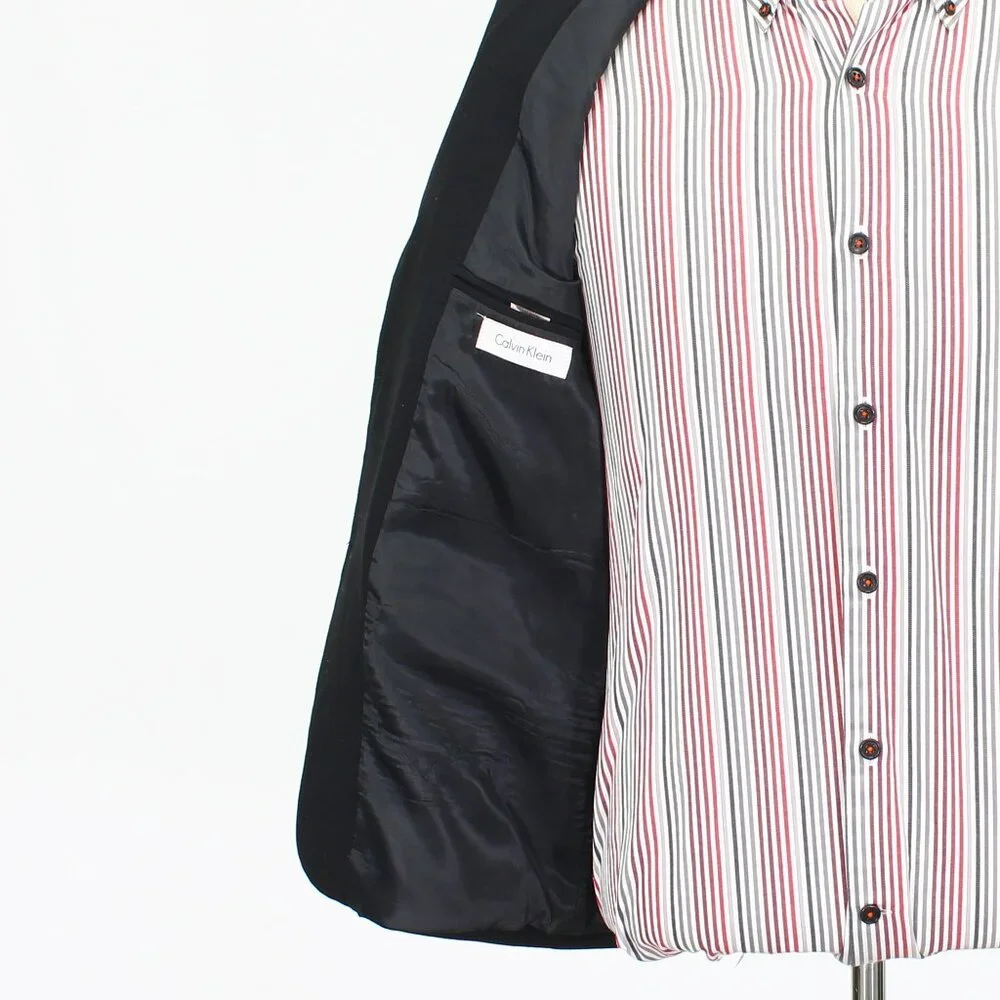 Calvin Klein 34R Black Solid 3-Button Sport Coat Blazer Jacket P476